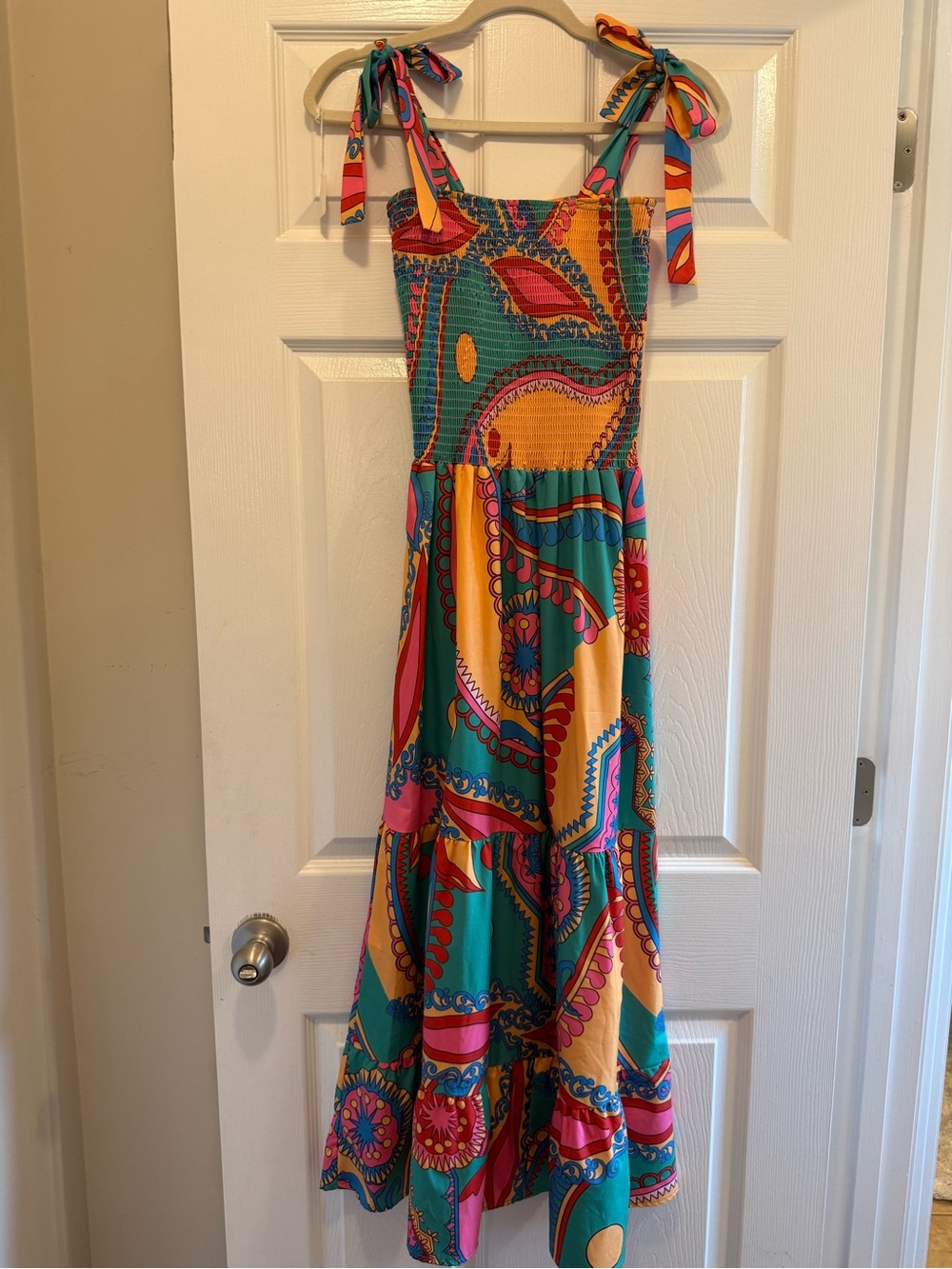 Sunday Up Paisley Print Maxi Dress with Tie Straps
